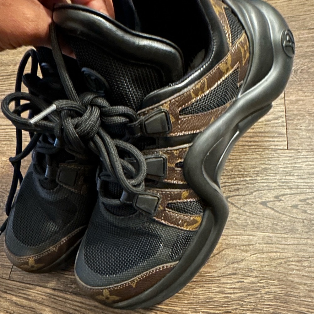 Black and brown LV sneakers